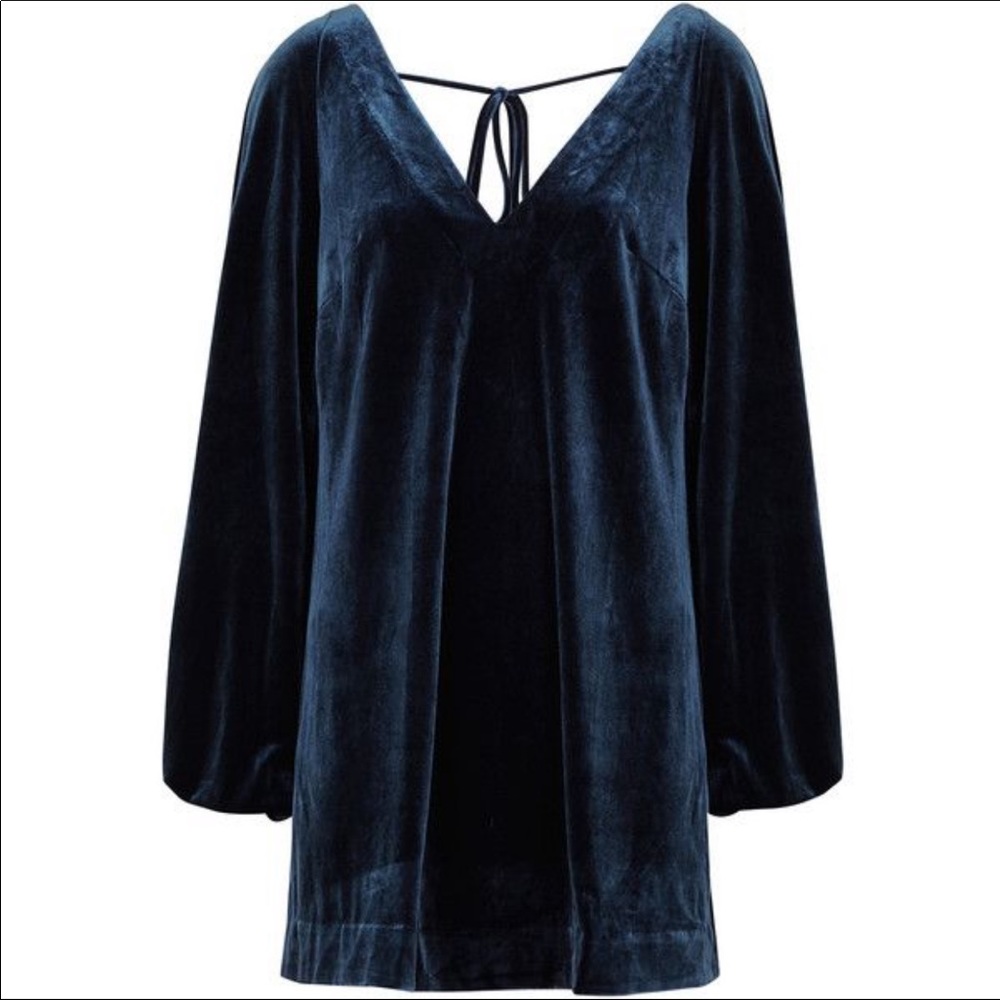 Free People Mischa Navy  Velvet Mini Dress